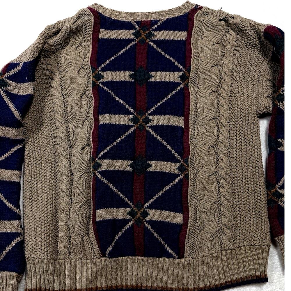 Lobo Pendleton Cable Knit Sweater Southwestern Aztec Wool USA Vtg Sz Lg